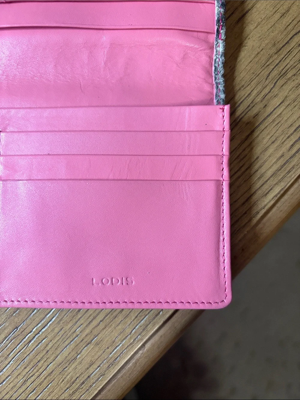 Lodis Pink & Gray Leather Snake-Print Wallet